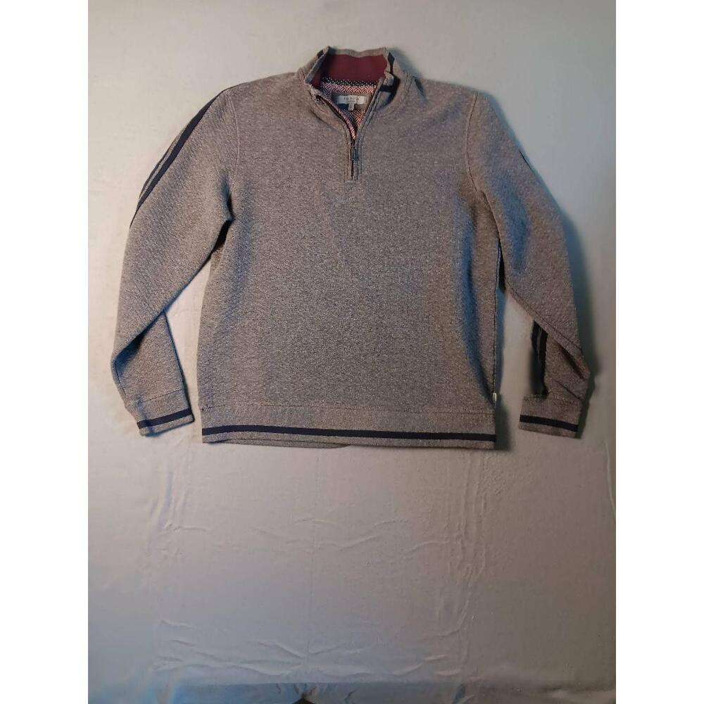 Ted Baker Mens 4 quarter zip Grey Pullover Track Striped Activewear